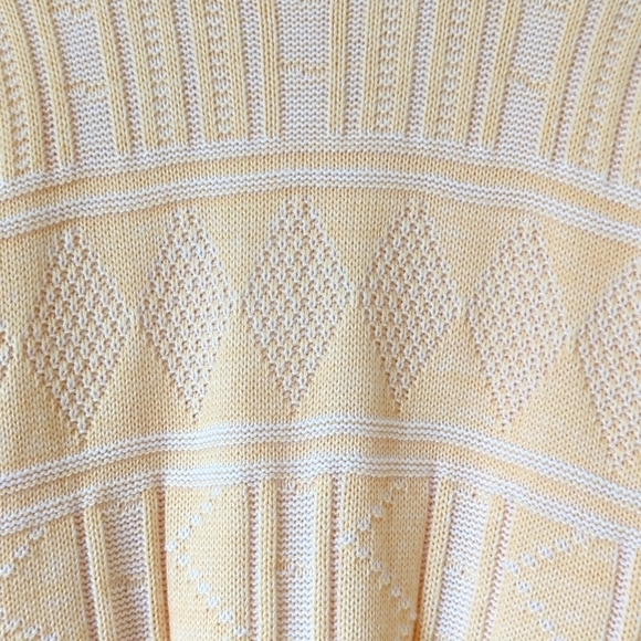 Par Four 90's Vintage Funky Jacquard Knit Crewneck Sweater Pastel Yellow Large - Picture 5 of 10
